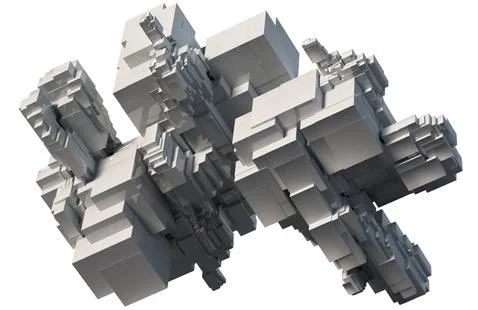 3D illustration of three-dimensional model consisting of rectangular blocks. 스톡 일러스트