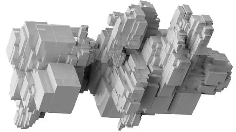 3D illustration of three-dimensional model consisting of rectangular blocks. イラスト素材