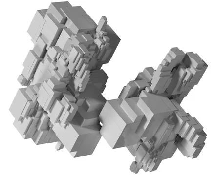 3D illustration of three-dimensional model consisting of rectangular blocks. イラスト素材