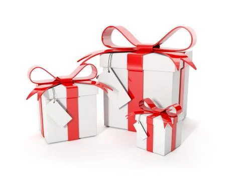 3d illustration: three gift boxes on white background Stock Illustration