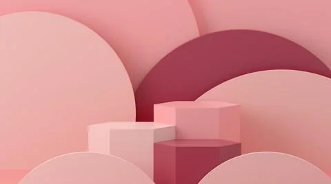 3D Illustration. of three platforms and some decorative elements. 스톡 일러스트