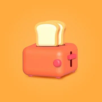 3d illustration of toaster and bread vector 스톡 일러스트