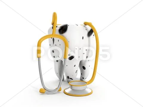 3d illustration: tooth and strobe. treatment of patients with teeth Stock Illustration