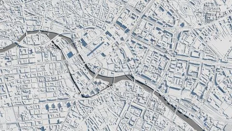 3D illustration of a top view of Berlin, Germany. Stock Illustration