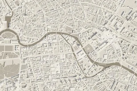 3D illustration of a top view of Berlin, Germany. Stock Illustration