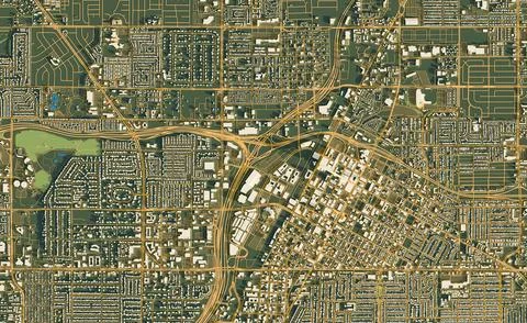 3D illustration of a top view of Las Vegas, Nevada, USA. Illustration