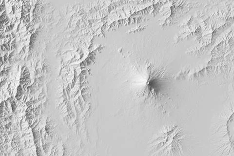 3D illustration of a top view of Mount Fuji, Japan. Stockillustratie