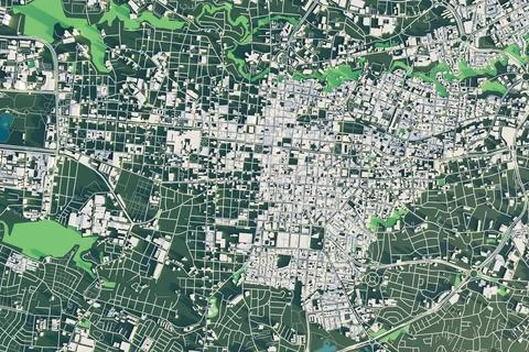 3D illustration of a top view of San Jose, Costa Rica. Ilustração Stock