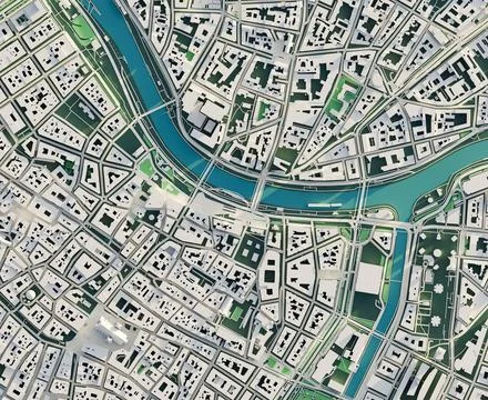 3D illustration of a top view of Vienna, Austria. Ilustração Stock