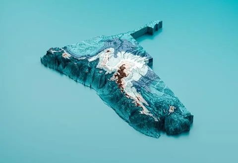3d illustration of topographic Namibia map hypsometric elevation tint spectral s イラスト素材