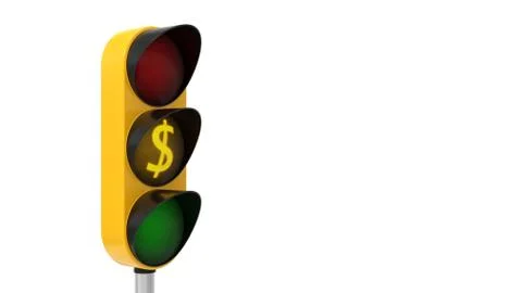 3d illustration of traffic light with dollar symbol. Stock Illustration