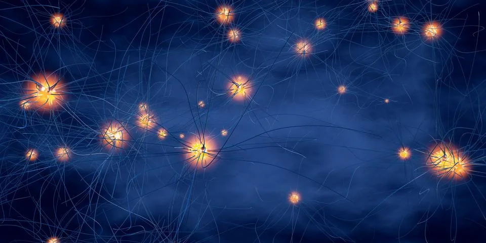3d illustration of transmitting synapse,neuron or nerve cell Stock Illustration