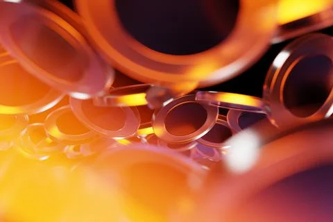 3D illustration transparent chips with a  dark middle fly on a dark isolated  イラスト素材