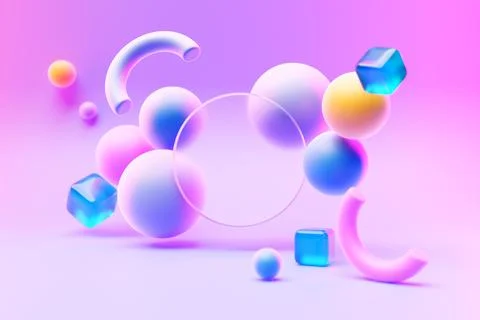 3D illustration  transparent   round frame  for text on a  colorful   backgro Stock Illustration