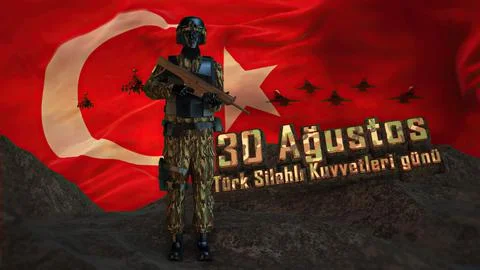 3d illustration  Turkish armed forces on 30 august (1) Stock Illustration