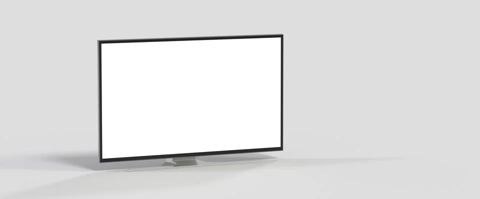 3D illustration of a TV with a white screen on the white background Stock Illustration