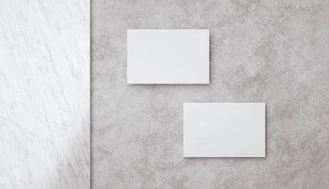 3d illustration. Two blank white business cards mockup. Template design for.. Illustration