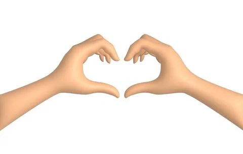 3D illustration of two hands showing a heart sign Stock Illustration