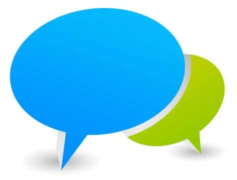 3d illustration of two overlapping speech or talk bubbles Stock Illustration