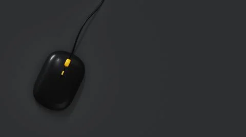 3D illustration of a typical computer mouse on a gray background with copy space Stockillustratie