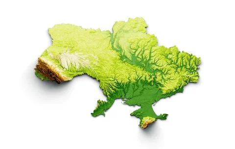 3d illustration of Ukraine Map soil land geology cross section with green grass Stock Illustration