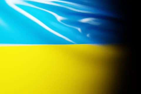 3D illustration of Ukraine national developing flag. Country symbol. Stock Illustration