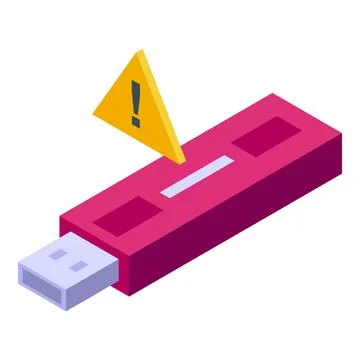 3d illustration of usb flash drive with error alert Illustrazione stock