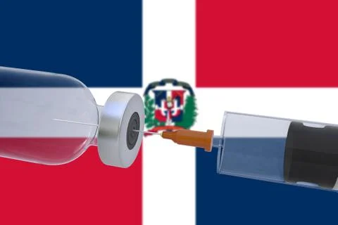 3D Illustration vaccine container bottle accompanied by a syringe with Domini Stock Illustration