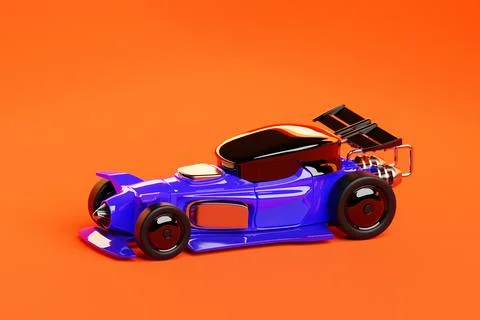3D illustration of a vibrant, multi-colored retro sports car model on a  oran Stock Photos