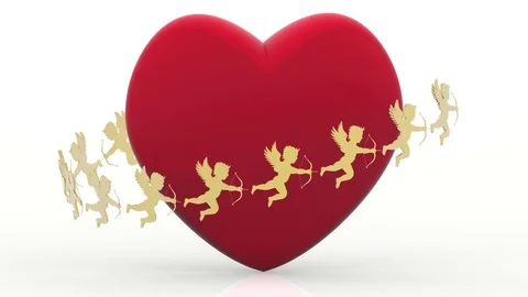 3D illustration - Videos.  Cupid Heart Love Valentine's Day Stock Footage