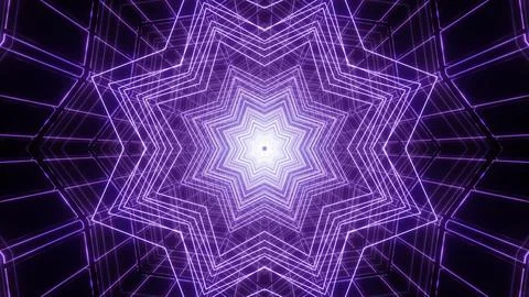 3D illustration of violet star shaped tunnel Stock Illustration