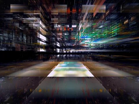 3d illustration - virtual reality or future city background Stock Illustration