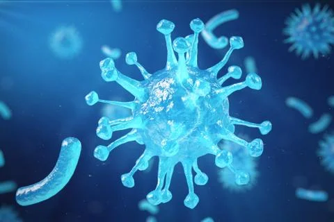 3d Illustration virus, bacteria, cell infected organism, virus abstract Stock Illustration