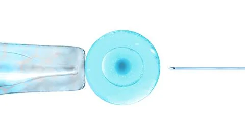 3d illustration of in vitro fertilization under a microscope. egg, medical Stock Illustration