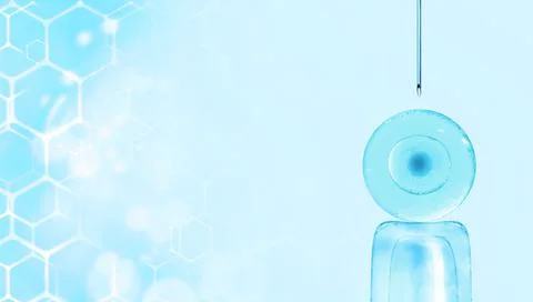 3d illustration of in vitro fertilization under a microscope. egg, medical Stock Illustration