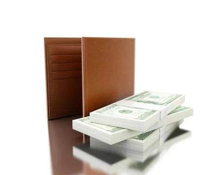 3d illustration. Wallet with stack of banknotes 스톡 일러스트