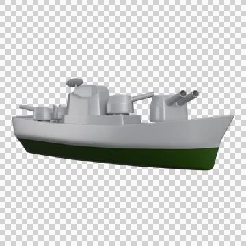 3d illustration of war ship or military ship Stock Illustration
