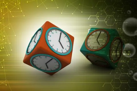 3d illustration of watch in cube Stock Illustration