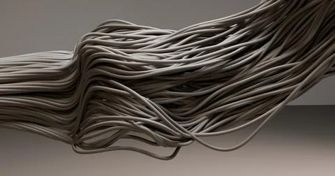 3d illustration of a wave-like flow of thin threads Stock Illustration