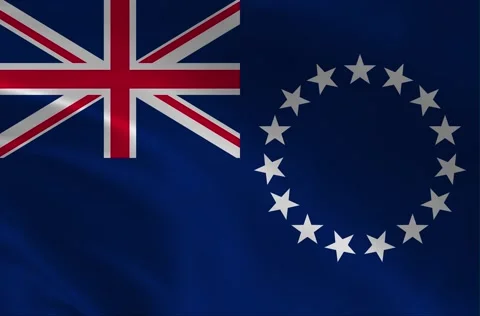 3D Illustration Waving Flag of the Cook Islands. Realistic Cook Islander Na.. Stock Footage 329431455