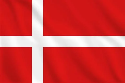 3d illustration waving flag of Denmark. Vector flag of Denmark. Symbol of D.. 스톡 일러스트