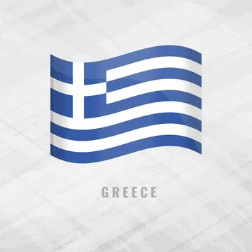 3d illustration waving flag of Greece. Vector flag of Greece Grey Backgroun.. Stock Illustration