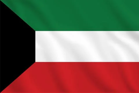 3d illustration waving flag of Kuwait. Vector flag of Kuwait. Symbol of Kuwai 스톡 일러스트