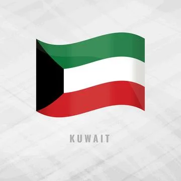 3d illustration waving flag of Kuwait Vector flag of Kuwait.on Grey Backgro.. 스톡 일러스트