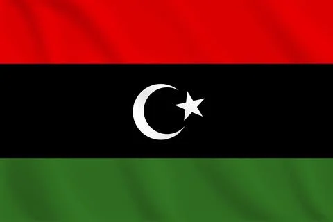 3d illustration waving flag of Libya. Vector flag of Libya. Symbol of Libya. Stock Illustration