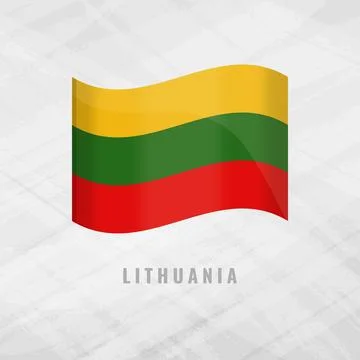 3d illustration waving flag of Lithuania. Vector flag of Lithuania on Grey .. Stock Illustration