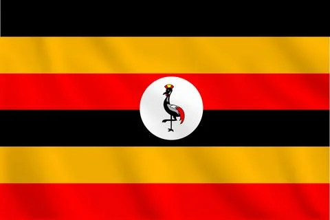 3d illustration waving flag of Uganda. Vector flag of Uganda. Symbol of Ugand Stock Illustration