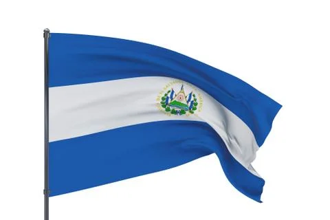 3D illustration. Waving flags of the world - flag of El Salvador. Isolated on Stock-Illustration