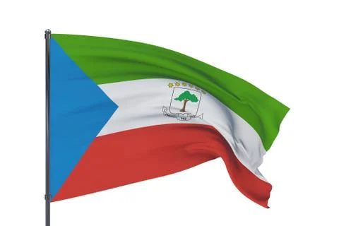 3D illustration. Waving flags of the world - flag of Equatorial Guinea. Isolated Stock-Illustration