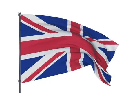 3D illustration. Waving flags of the world - flag of UK. Isolated on white Stock-Illustration